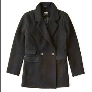 Abercrombie & Fitch Black Wool Blend Double Breasted Coat Size M